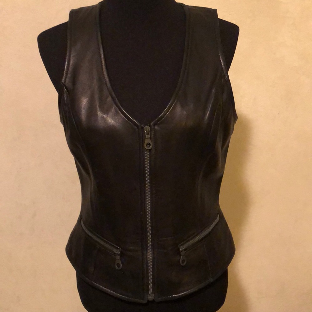 Designer 100% smooth leather vest